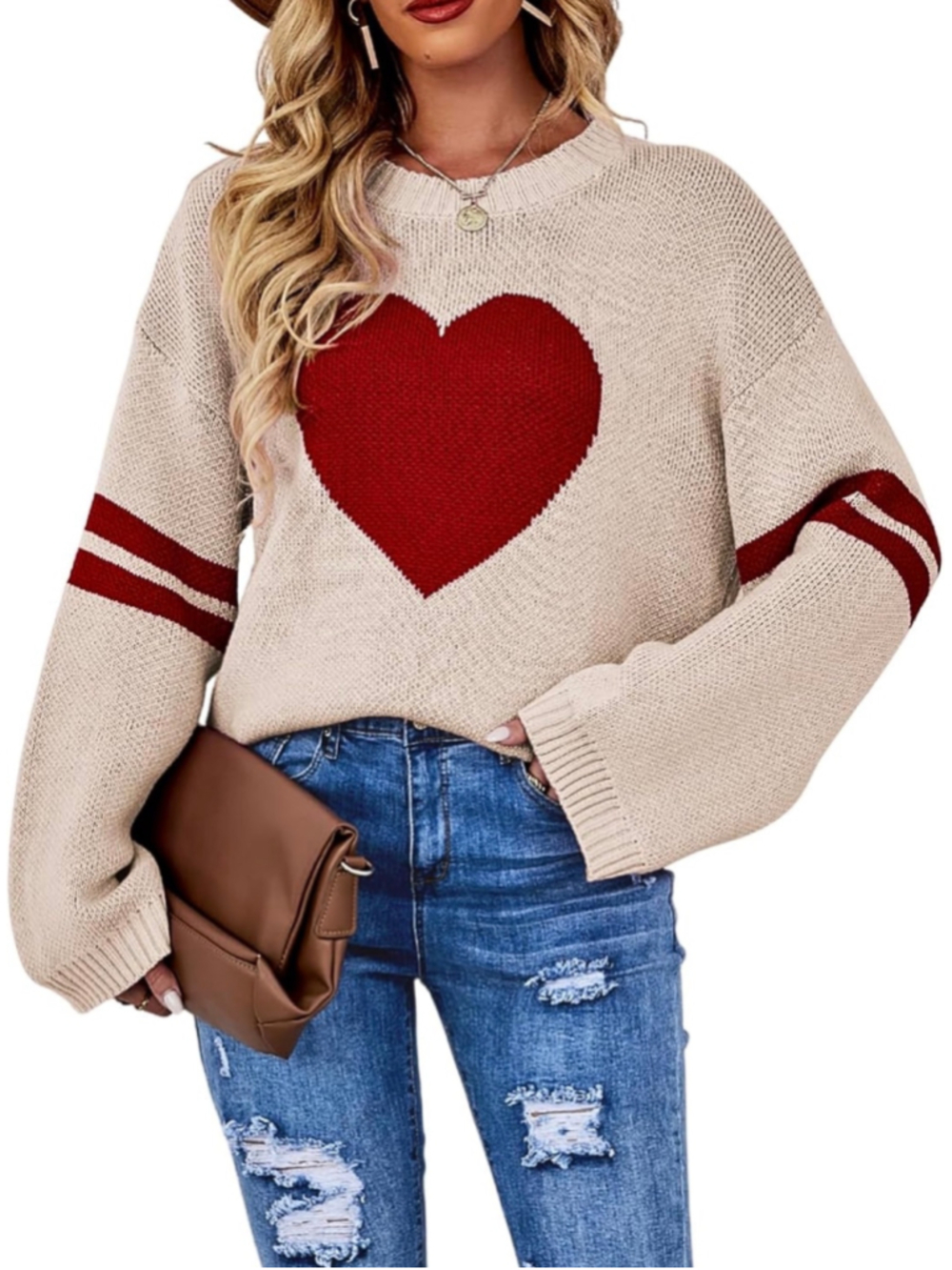 NEW Oversized Heart Sweater Pullover Sweater S